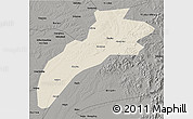 Shaded Relief 3D Map of Suileng, darken, semi-desaturated