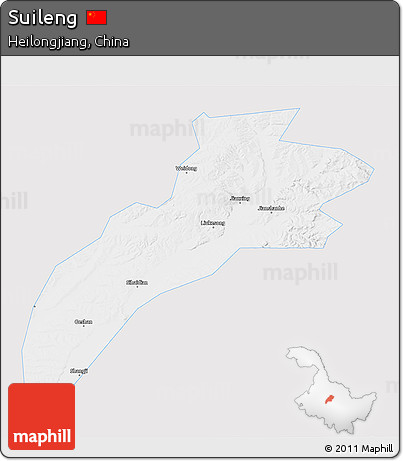 Silver Style 3D Map of Suileng, single color outside