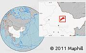 Gray Location Map of Suileng, highlighted country, hill shading