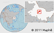 Gray Location Map of Suileng, highlighted parent region, hill shading