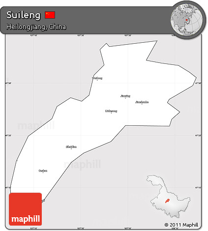 Silver Style Simple Map of Suileng, cropped outside