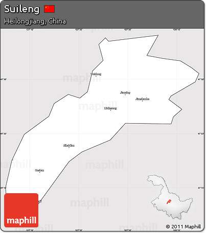 Silver Style Simple Map of Suileng, cropped outside