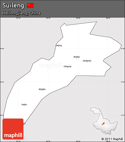 Silver Style Simple Map of Suileng, cropped outside