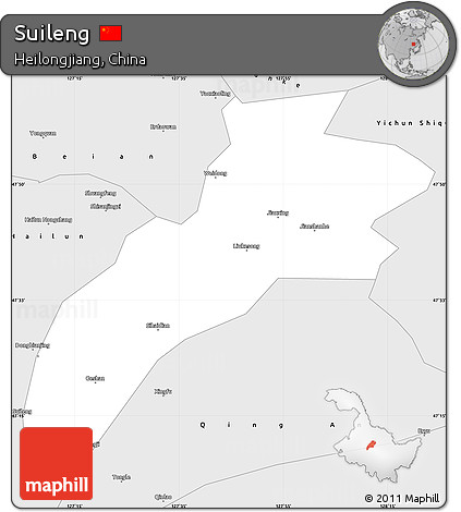Silver Style Simple Map of Suileng