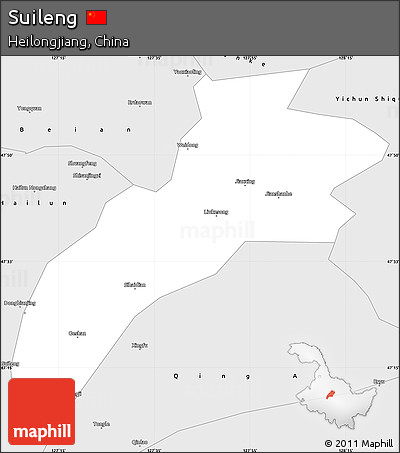 Silver Style Simple Map of Suileng