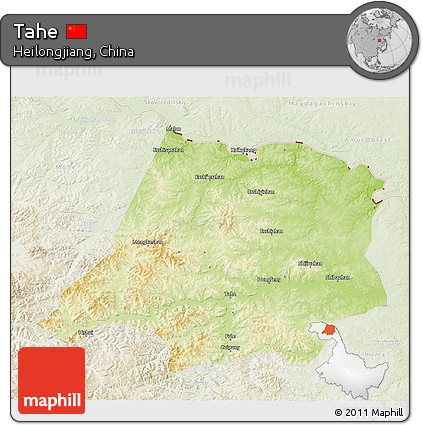 Physical 3D Map of Tahe, lighten