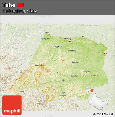 Physical 3D Map of Tahe, lighten