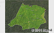 Satellite 3D Map of Tahe, darken, semi-desaturated
