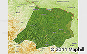 Satellite 3D Map of Tahe, physical outside