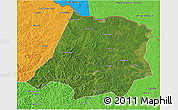 Satellite 3D Map of Tahe, political outside