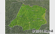 Satellite 3D Map of Tahe, semi-desaturated