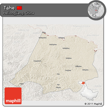 Shaded Relief 3D Map of Tahe, lighten