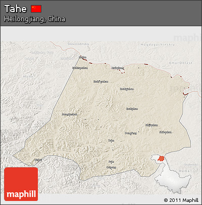 Shaded Relief 3D Map of Tahe, lighten