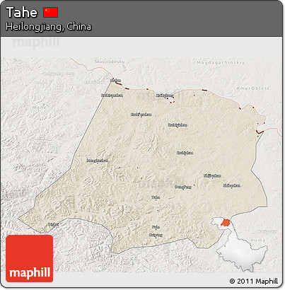 Shaded Relief 3D Map of Tahe, lighten