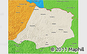 Shaded Relief 3D Map of Tahe, political outside