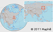 Gray Location Map of Tahe, within the entire country