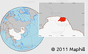 Gray Location Map of Tahe, highlighted country