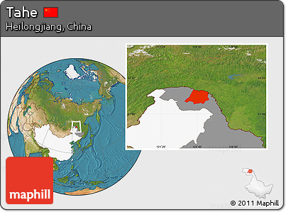 Satellite Location Map of Tahe, highlighted country, highlighted parent region