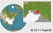 Satellite Location Map of Tahe, highlighted country, highlighted parent region