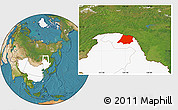Satellite Location Map of Tahe, highlighted country