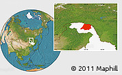 Satellite Location Map of Tahe, highlighted parent region