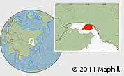 Savanna Style Location Map of Tahe, highlighted parent region, hill shading