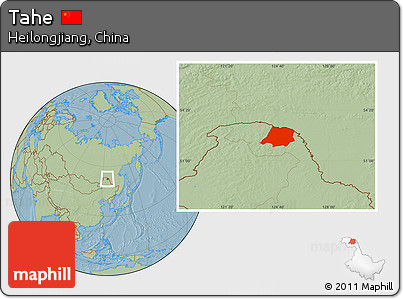 Savanna Style Location Map of Tahe, hill shading