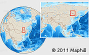 Shaded Relief Location Map of Tahe, within the entire country