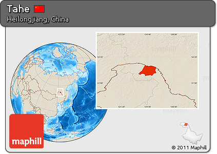 Shaded Relief Location Map of Tahe