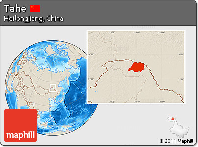 Shaded Relief Location Map of Tahe