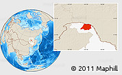 Shaded Relief Location Map of Tahe, highlighted parent region
