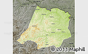 Physical Map of Tahe, darken, semi-desaturated