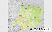 Physical Map of Tahe, lighten, desaturated