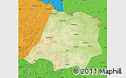 Physical Map of Tahe, political outside