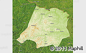 Physical Map of Tahe, satellite outside