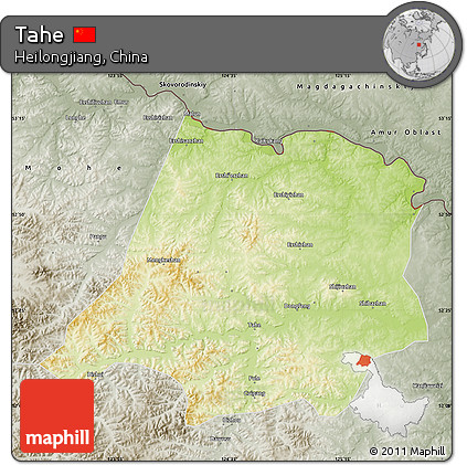 Physical Map of Tahe, semi-desaturated