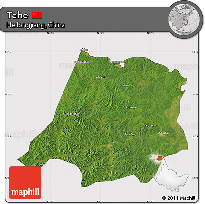 Satellite Map of Tahe, cropped outside