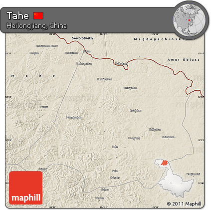 Shaded Relief Map of Tahe