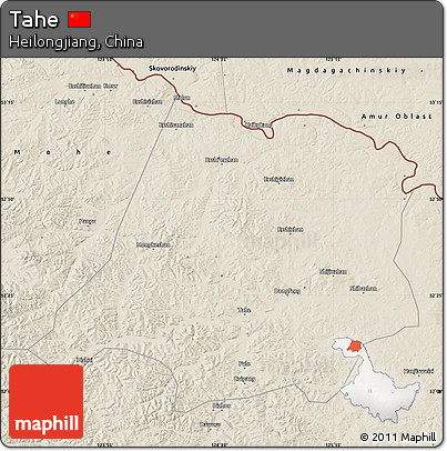 Shaded Relief Map of Tahe