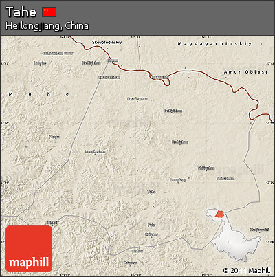Shaded Relief Map of Tahe