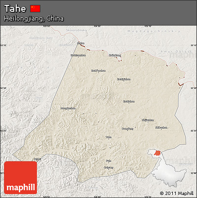 Shaded Relief Map of Tahe, lighten