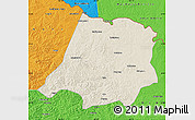 Shaded Relief Map of Tahe, political outside