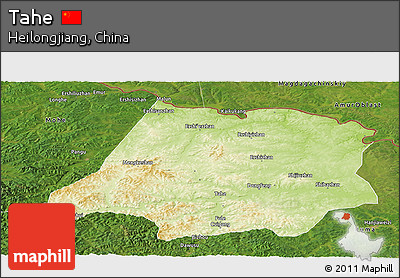 Physical Panoramic Map of Tahe, satellite outside