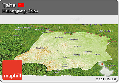 Physical Panoramic Map of Tahe, satellite outside