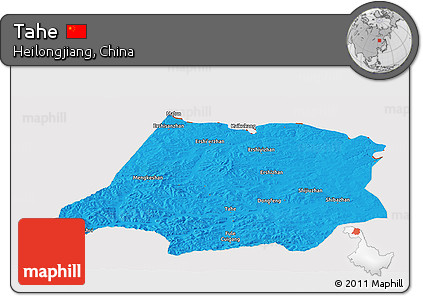 Political Panoramic Map of Tahe, cropped outside