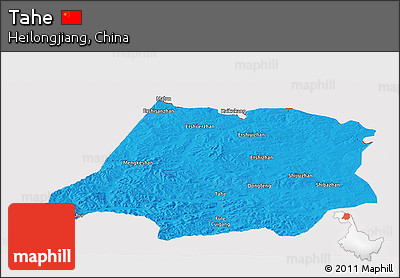 Political Panoramic Map of Tahe, cropped outside