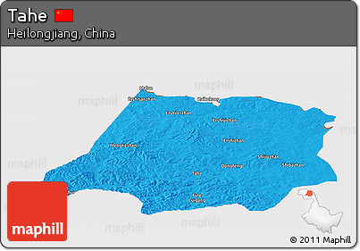 Political Panoramic Map of Tahe, cropped outside