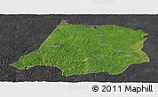 Satellite Panoramic Map of Tahe, darken, desaturated