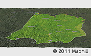 Satellite Panoramic Map of Tahe, darken, semi-desaturated