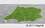 Satellite Panoramic Map of Tahe, lighten, desaturated